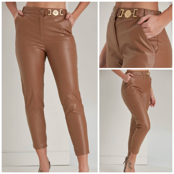 Hlače Versace - "Light Brown" Kožne