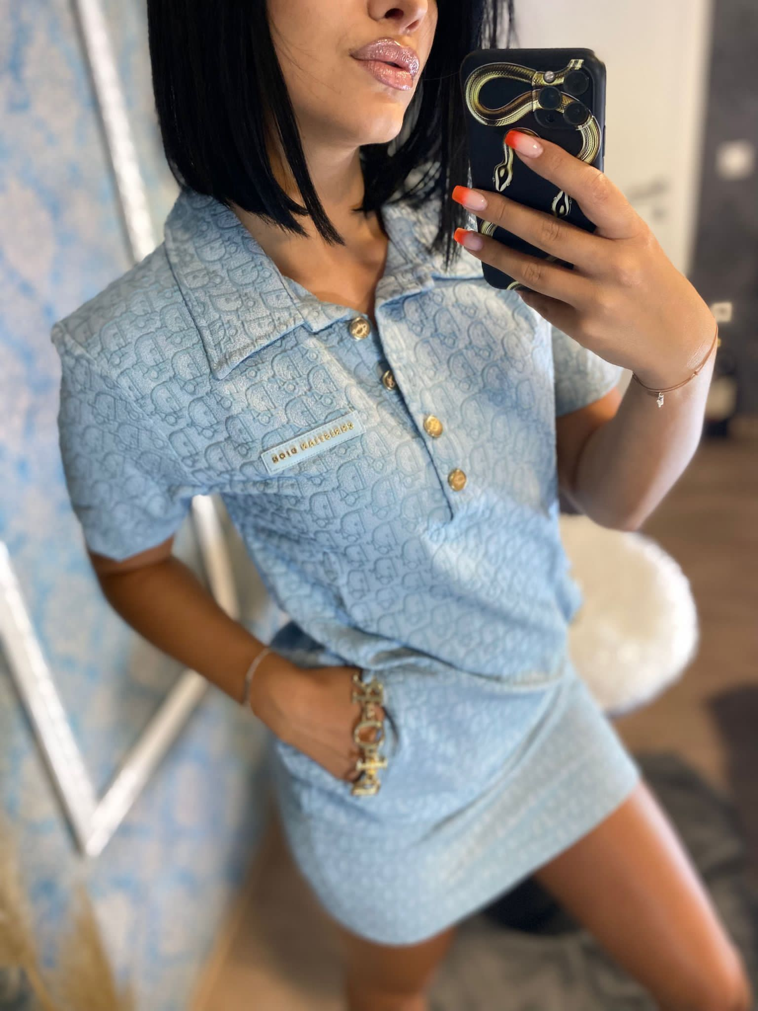 Haljina Christian Dior "Blue - Golden logo" - Slika 2