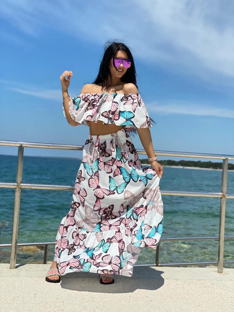 Haljina Butterfly "White, Pink, Blue"