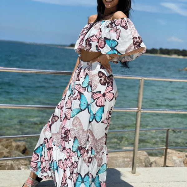 Haljina Butterfly "White, Pink, Blue"