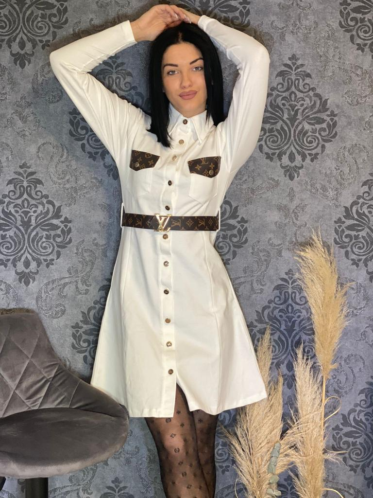 Haljina Louis Vuitton Paris "White, Brown" + Remen Gratis