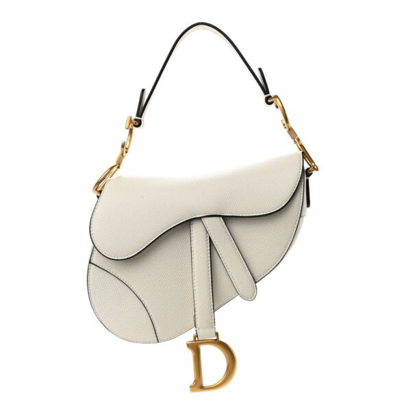 Christian Dior White Leather Saddle Handbag