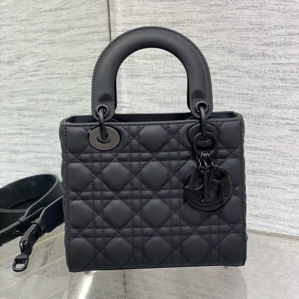 Christian Dior Black Ultra Matte Medium Lady Dior Bag