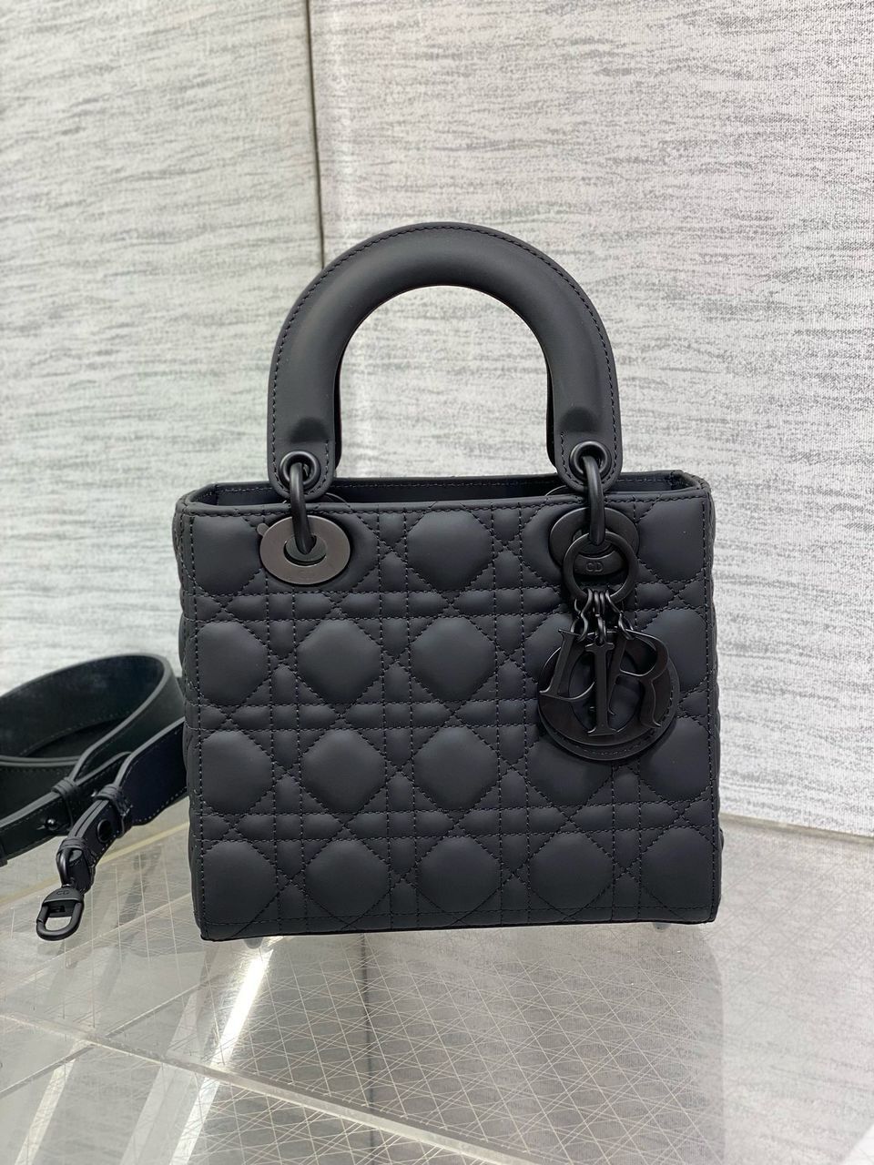 Christian Dior Black Ultra Matte Medium Lady Dior Bag - Slika 8
