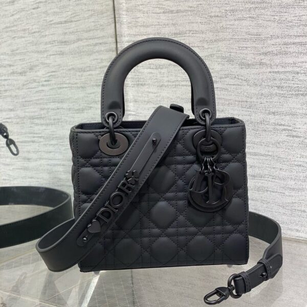 Christian Dior Black Ultra Matte Medium Lady Dior Bag
