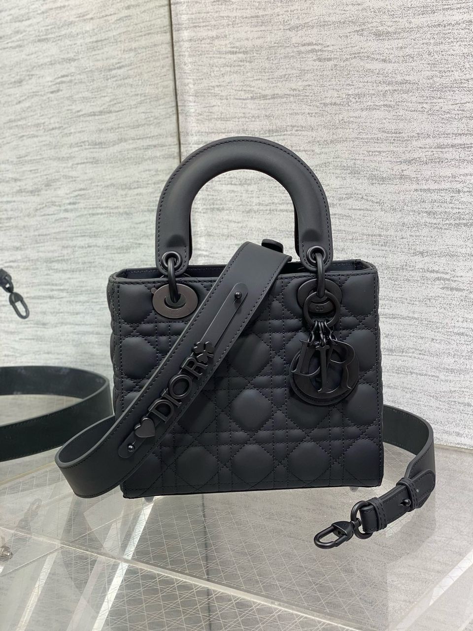 Christian Dior Black Ultra Matte Medium Lady Dior Bag - Slika 11