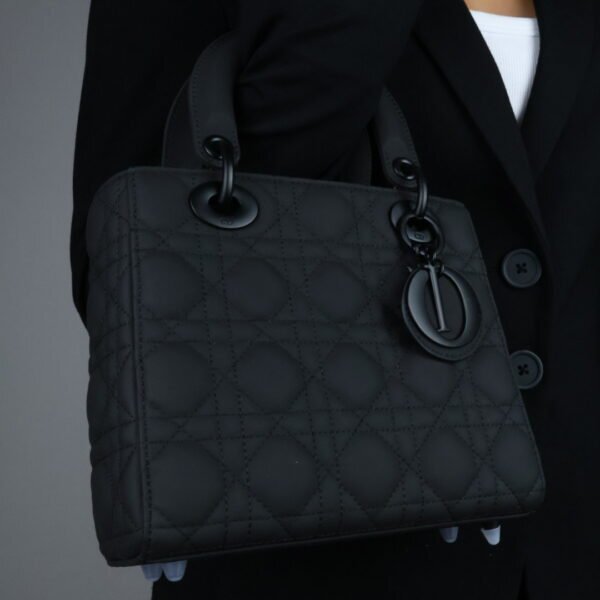 Christian Dior Black Ultra Matte Medium Lady Dior Bag