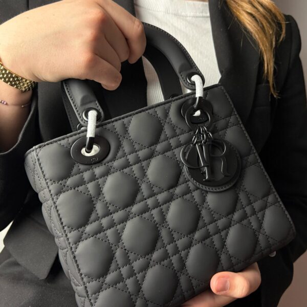 Christian Dior Black Ultra Matte Medium Lady Dior Bag