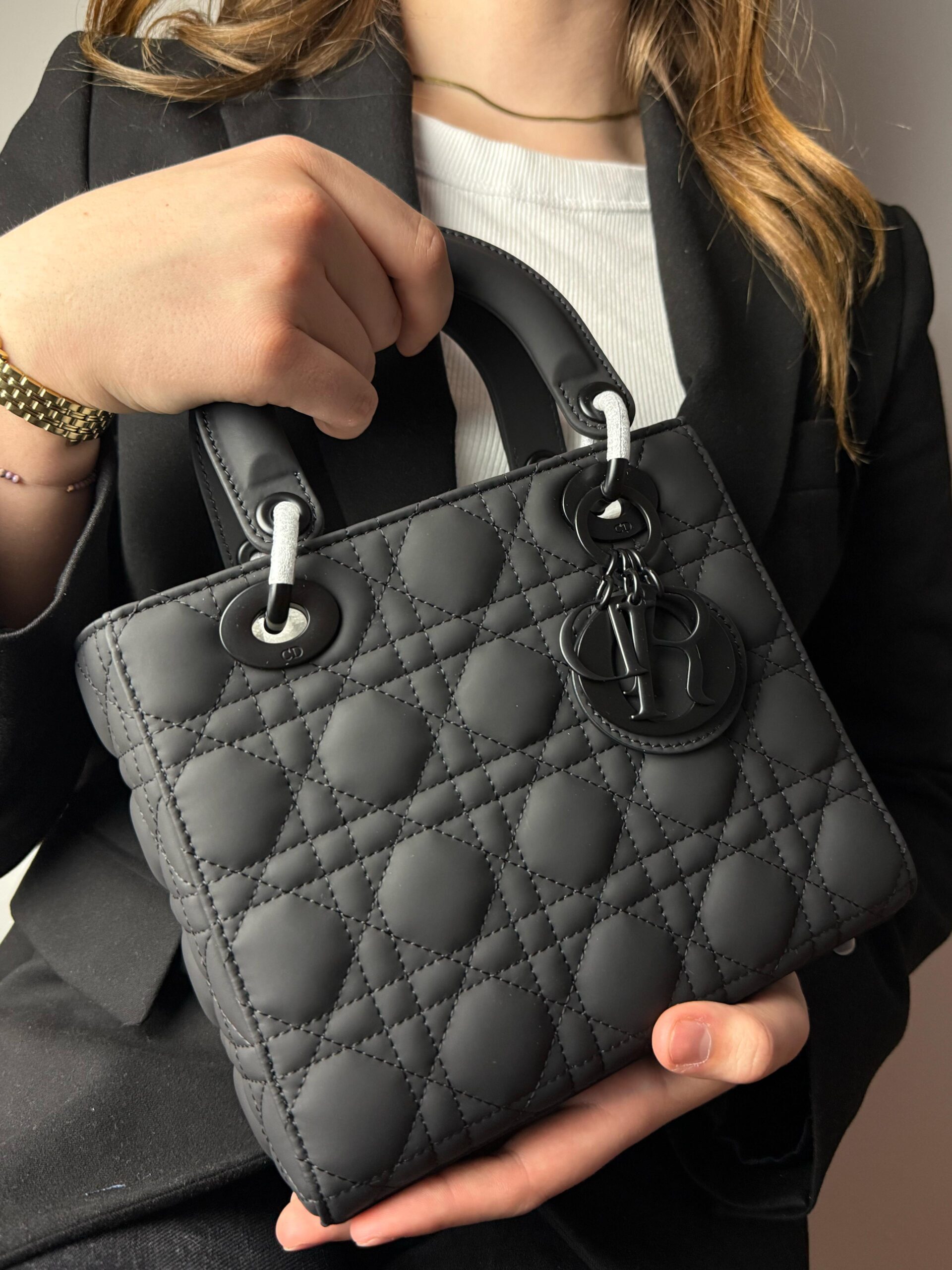 Christian Dior Black Ultra Matte Medium Lady Dior Bag - Slika 5