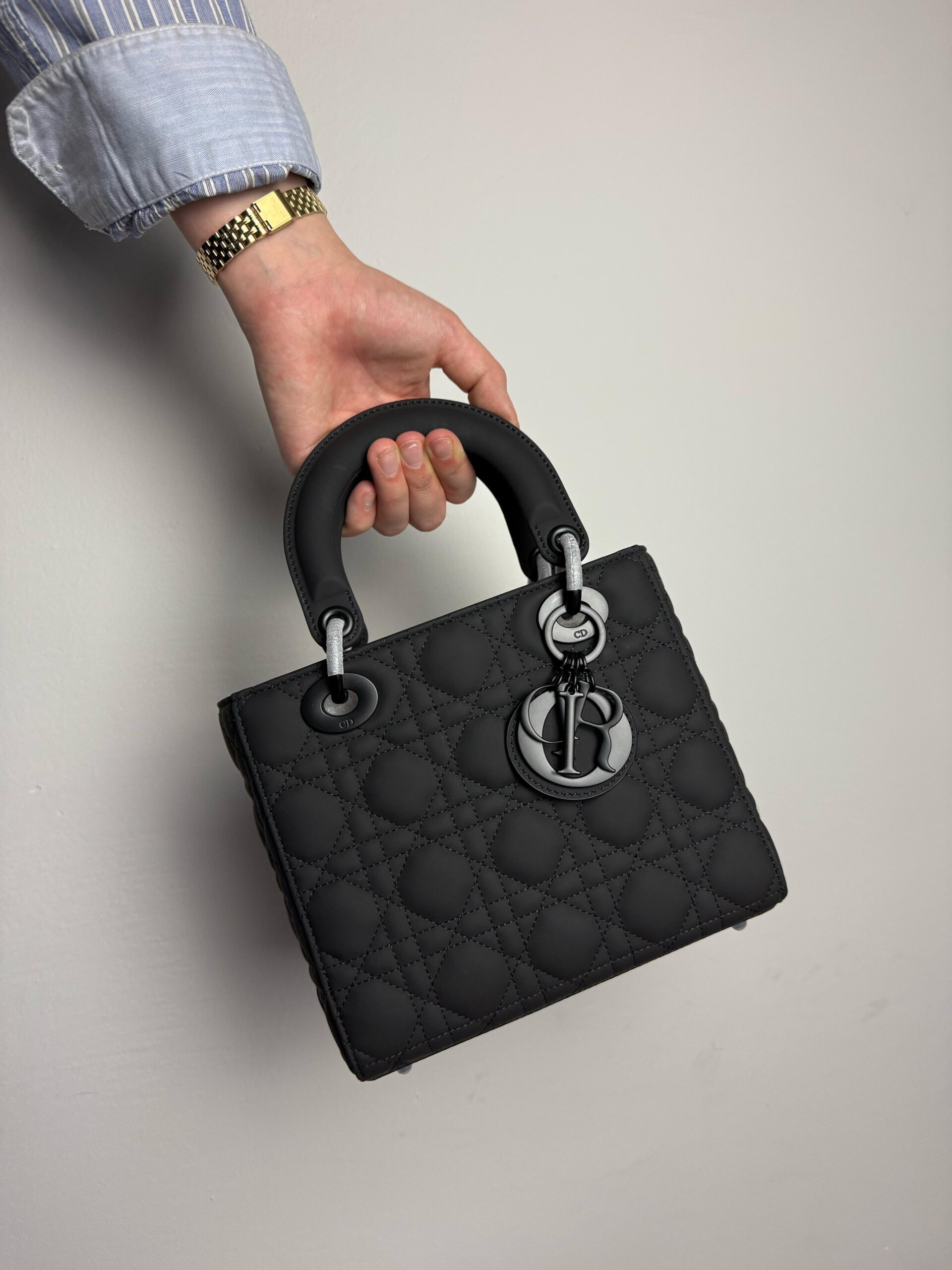 Christian Dior Black Ultra Matte Medium Lady Dior Bag - Slika 7