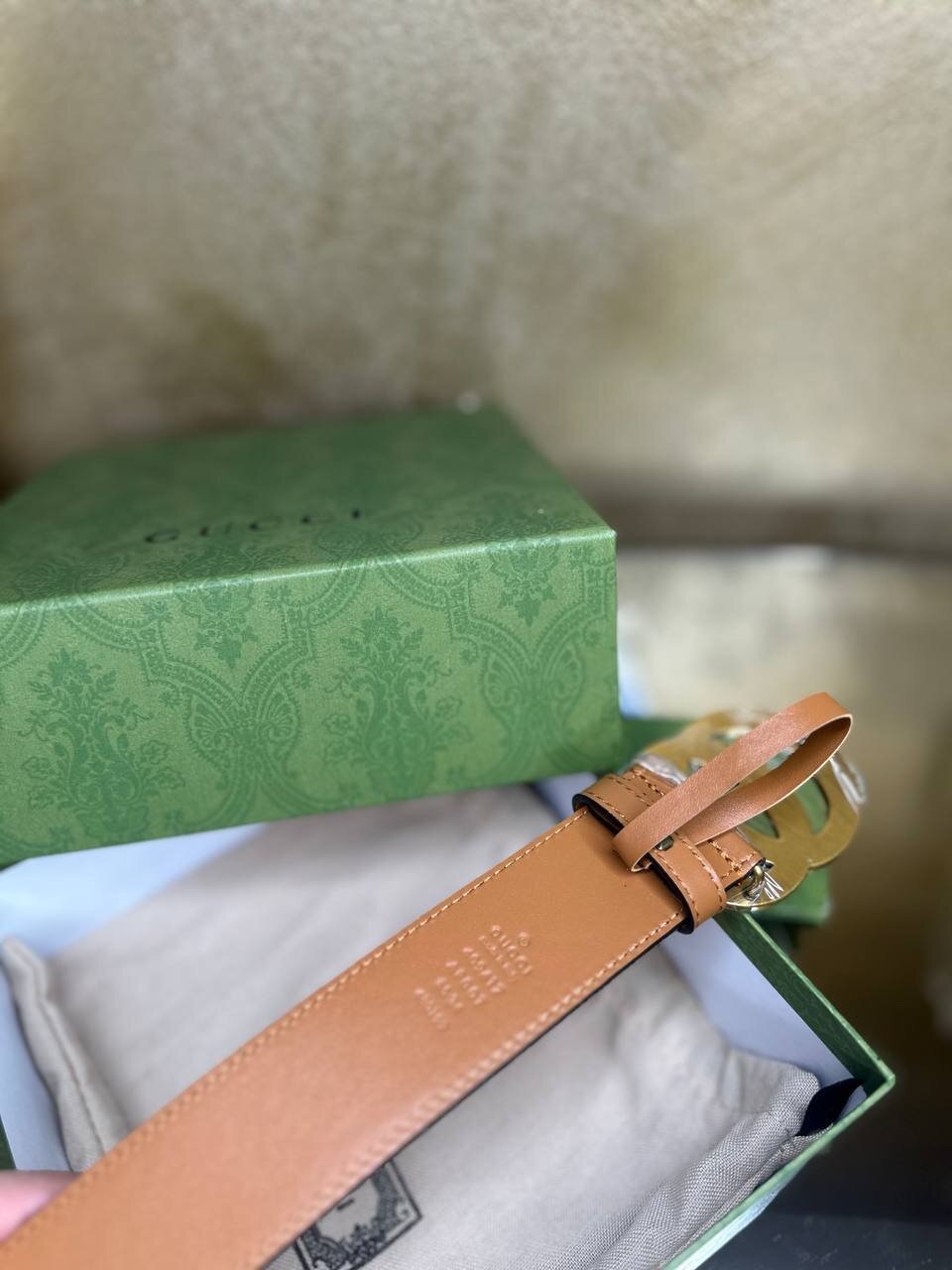 Gucci Tan Leather GG Buckle Slim Waist - Slika 3