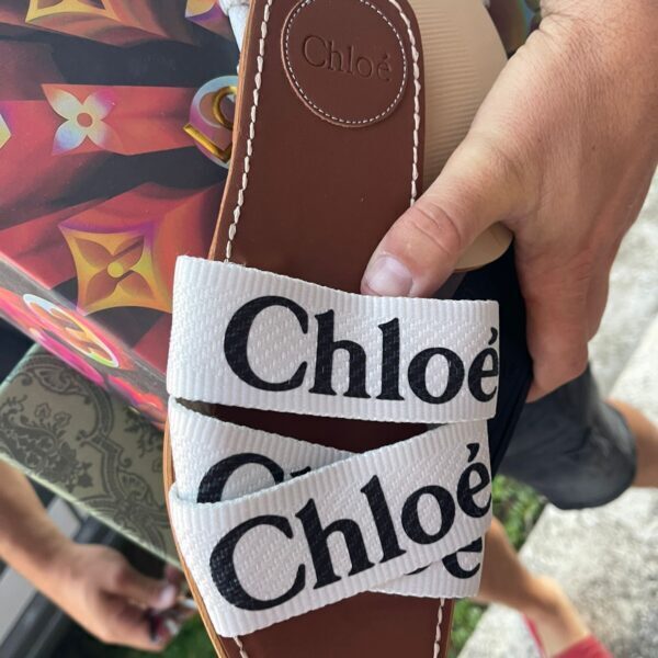 Chloe Papuče White-Black Text