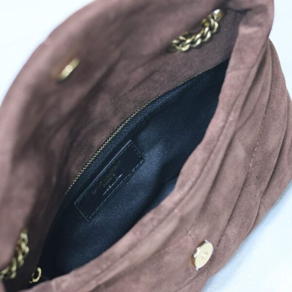 YSL Saint Laurent Lou Matelasse medium suede brown coffee