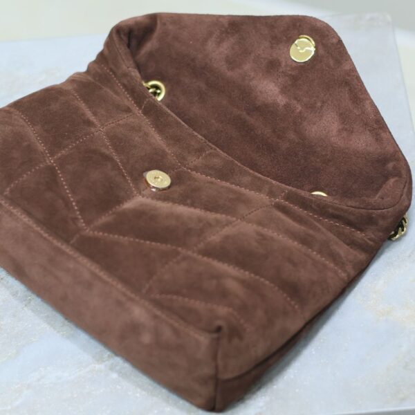 YSL Saint Laurent Lou Matelasse medium suede brown coffee