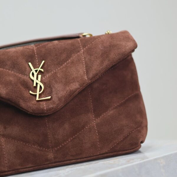 YSL Saint Laurent Lou Matelasse medium suede brown coffee