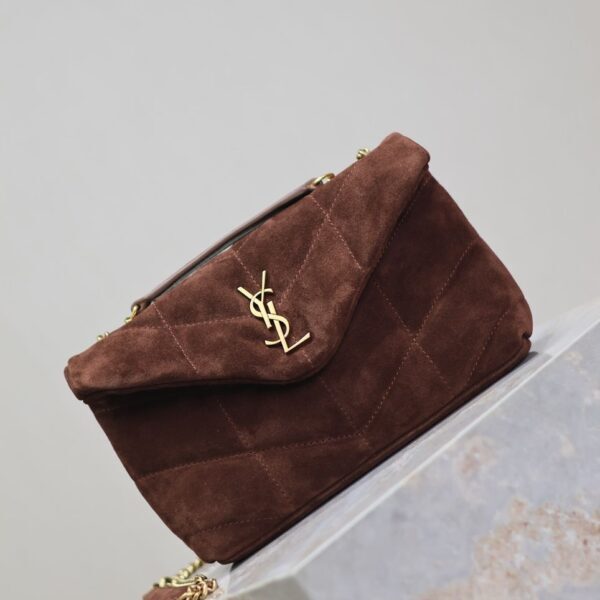 YSL Saint Laurent Lou Matelasse medium suede brown coffee