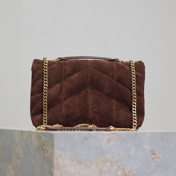YSL Saint Laurent Lou Matelasse medium suede brown coffee