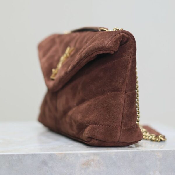 YSL Saint Laurent Lou Matelasse medium suede brown coffee