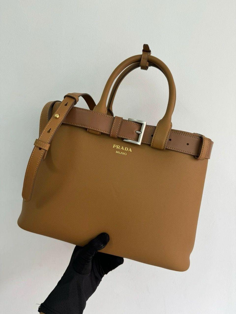 PRADA buckle medium bag - smeđa - Slika 7