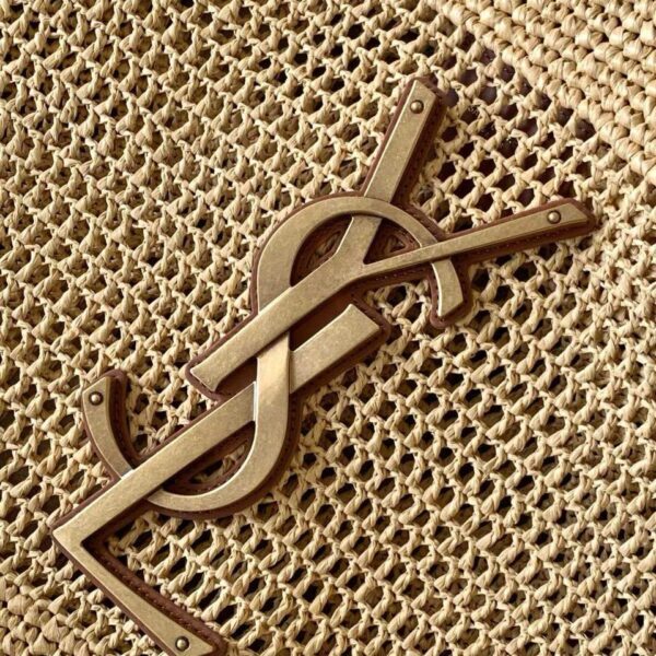 YSL Saint Laurent Natural Raffia Iace Shopping Tote