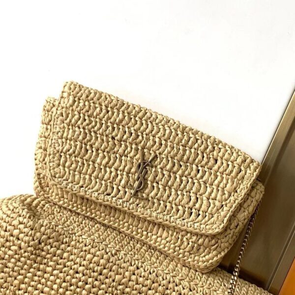 YSL Saint Laurent Natural Raffia Iace Shopping Tote