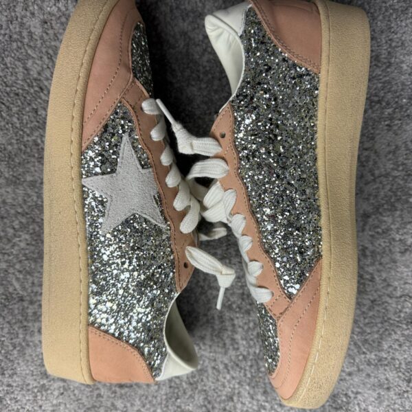 Golden Goose Ball Star Platinum Glitter/Cream leather