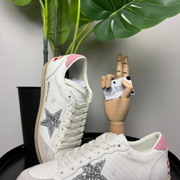 Golden Goose Ballstar pink suede Glitter Star