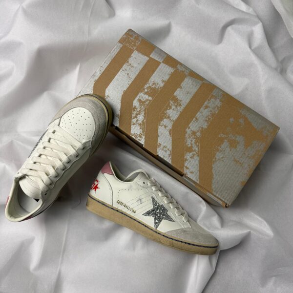 Golden Goose Ballstar pink suede Glitter Star