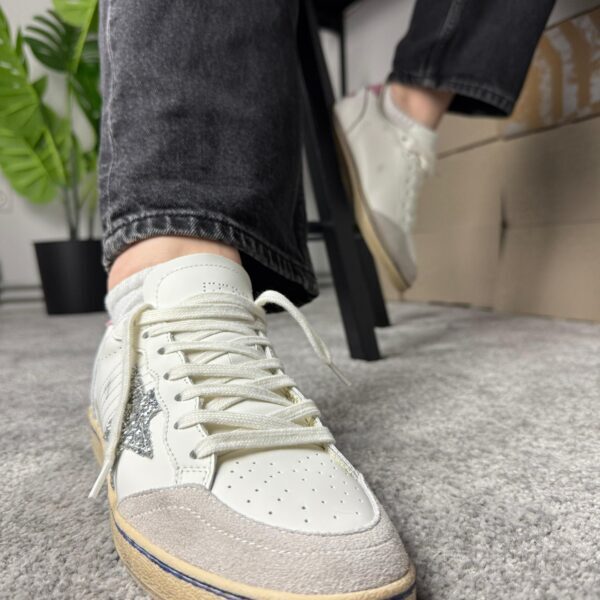 Golden Goose Ballstar pink suede Glitter Star