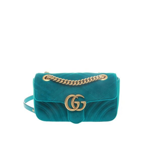 Gucci Marmont shoulder bag "Petrol Blue velvet", MINI