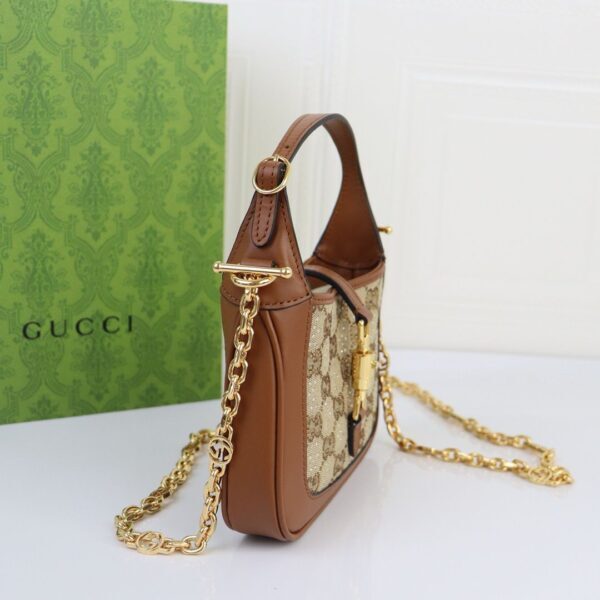 Torba Gucci Jackie 1961 crystals in Beige Brown GG / MINI