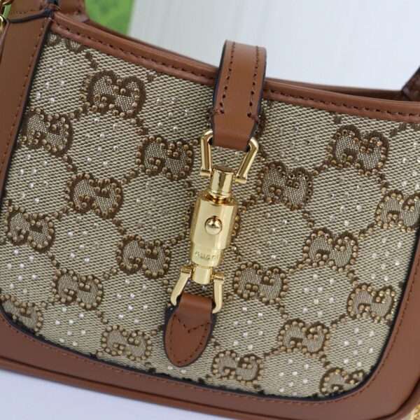 Torba Gucci Jackie 1961 crystals in Beige Brown GG / MINI