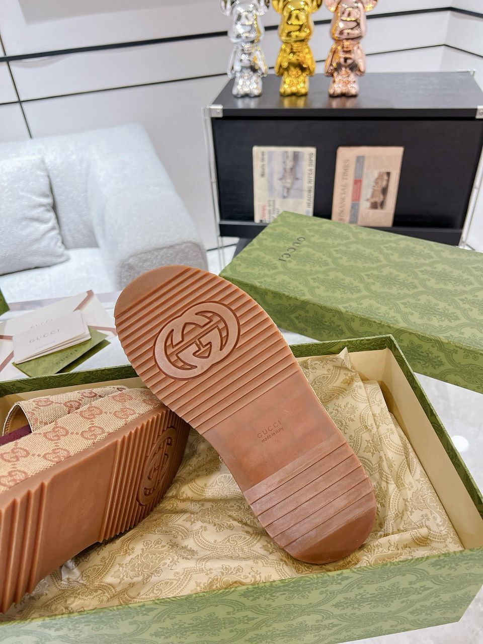 Gucci Sandale "Beige Brown" GG platform - Slika 2