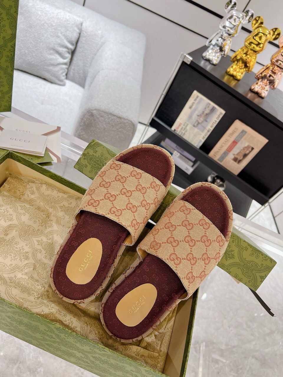 Gucci Sandale "Beige Brown" GG platform - Slika 7