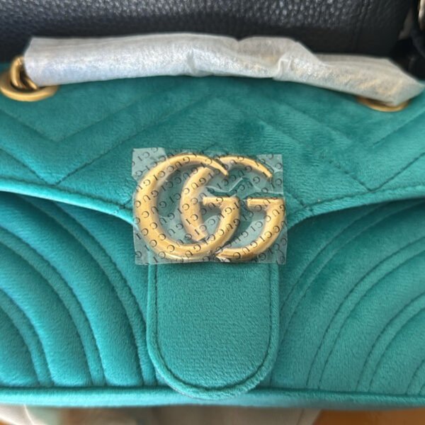 Gucci Marmont shoulder bag "Petrol Blue velvet", MINI