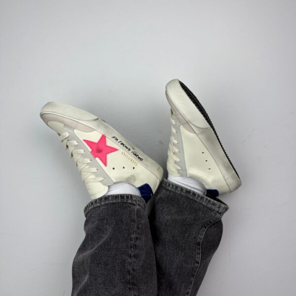 Golden Goose Hi Star Fuchsia star / Blue glitter