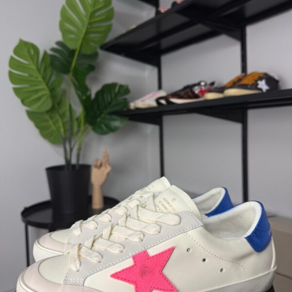 Golden Goose Hi Star Fuchsia star / Blue glitter