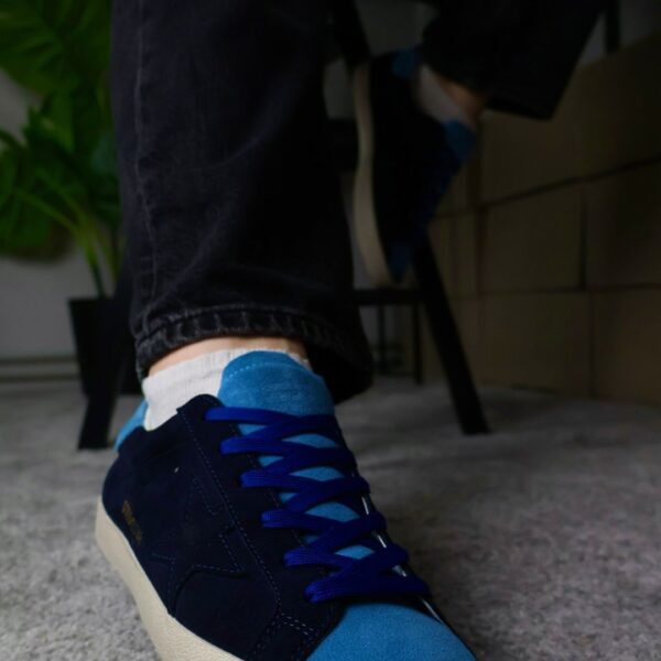 Golden Goose Super Star line Dark blue star / light blue