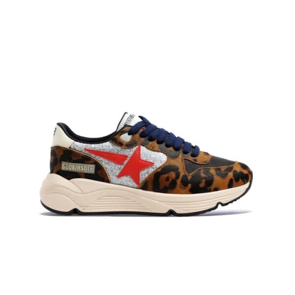 Golden Goose Running Sole Leopard / Red Star