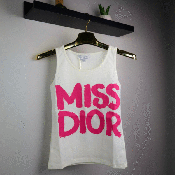 Dior majica bez rukava / White / Pink "Miss Dior" Logo