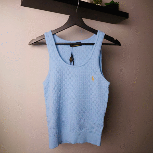 Majica Polo Ralph Lauren bez rukava, pletena, svijetlo plava