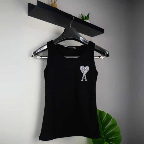 Ami majica bez rukava / Black / Silver Glittery Logo