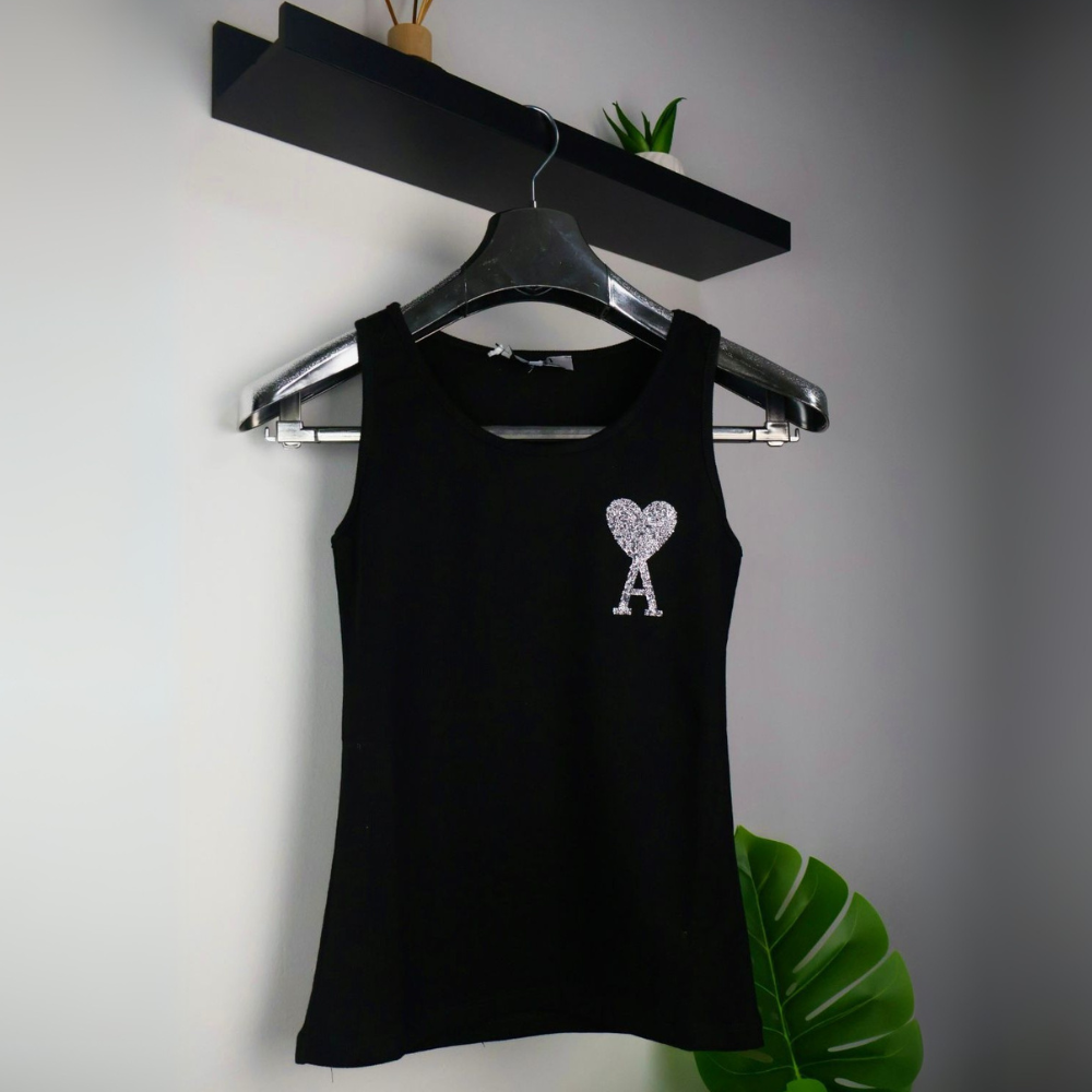 Ami majica bez rukava / Black / Silver Glittery Logo