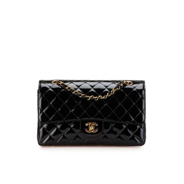 CHANEL Matelasse Double Face Chain Shoulder Bag Enamel Black