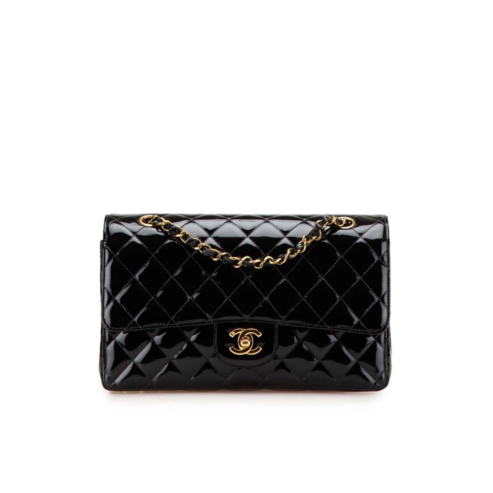 CHANEL Matelasse Double Face Chain Shoulder Bag Enamel Black
