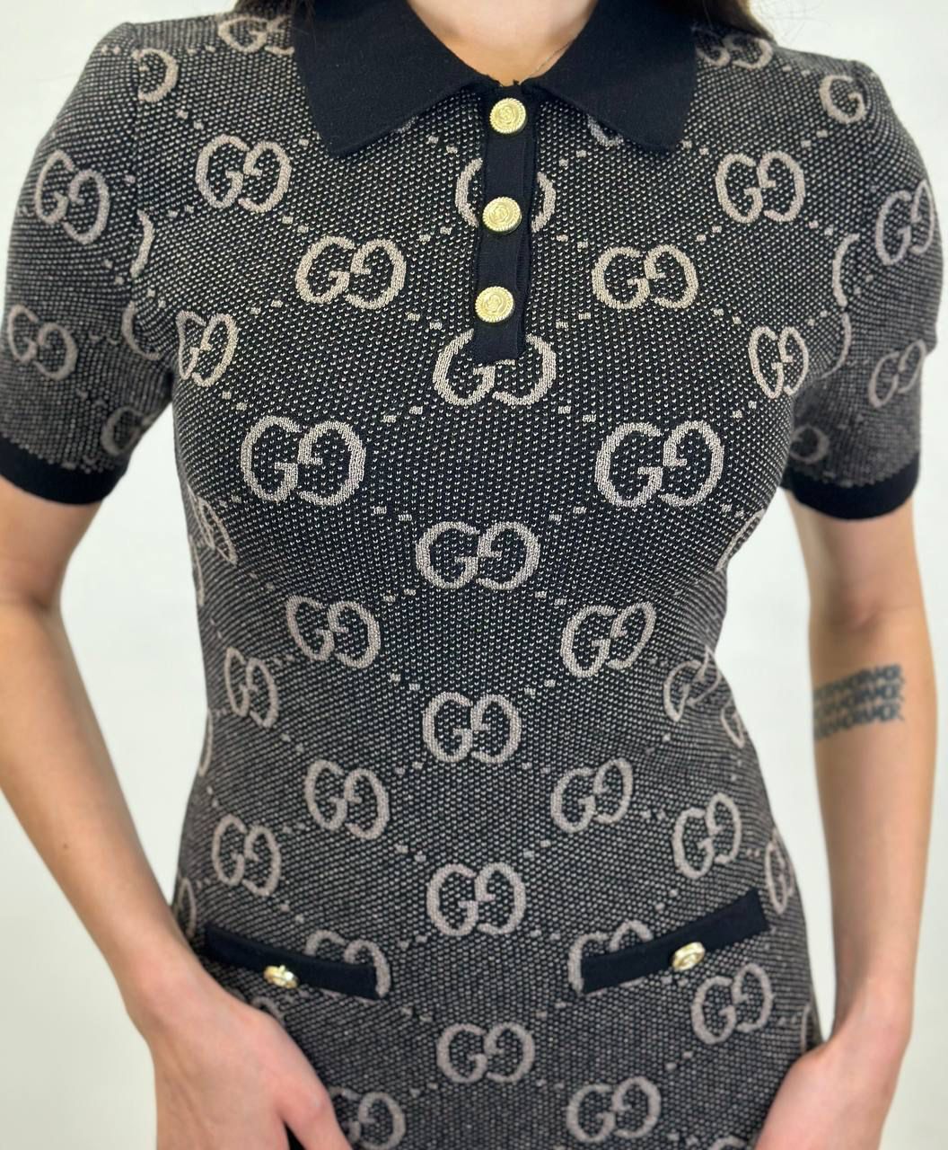 GUCCI haljina GG "Black/Beige" - Slika 5