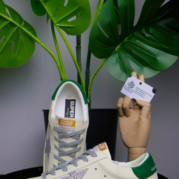 Golden Goose Creamy White/ Green Back/ Swarovski Star