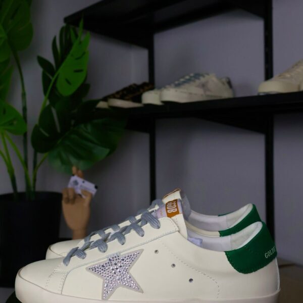 Golden Goose Creamy White/ Green Back/ Swarovski Star