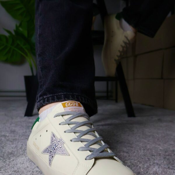 Golden Goose Creamy White/ Green Back/ Swarovski Star