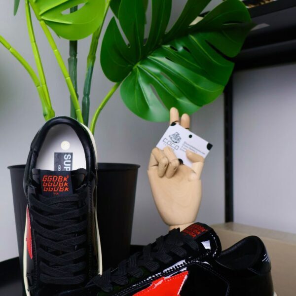 Golden Goose Black Leather Red Star